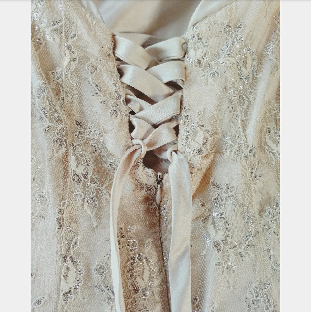 Lace overlay lace up corsette dress